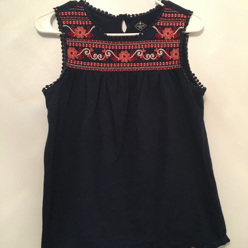 Small St Johns Bay Blue/ Red Floral Top